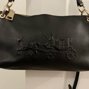Coach pebbled leather horse and carriage logo embossed crossbody shoulder bag